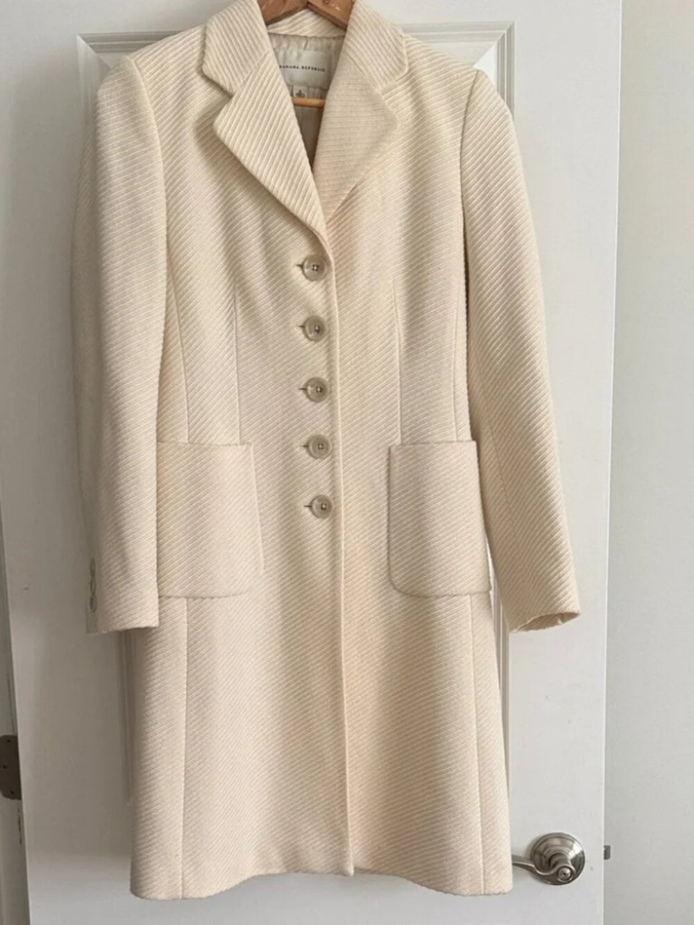 148.00 BANANA REPUBLIC DIAGONAL RIBBED WOOL BLEND COAT SZ M